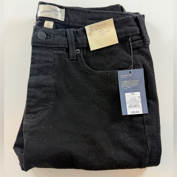 UNIVERSAL THREAD Women’s 80’s Slim Mid-Rise Fitted Hip & Thigh Jeans Black 12 - Picture 4 of 5